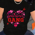 Women'S Galentines Valentine'S Day T-Shirt | Crew Neck, Short Sleeve, Retro Pink & Red Hearts & Galentine'S Gang Lettering, Casual Comfort Fit, Slight Stretch Fabric, Alphabets Pattern, Funny BFF Matching Outfit, All-Season Wear