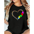 Autism Awareness I Love My Autistic Daughter Women's Plus Size T-Shirt Oversized Graphic Short Sleeve Tee Novelty