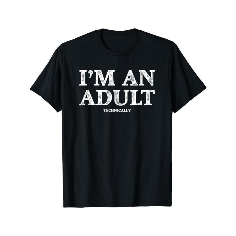 I'M AN ADULT Print Men's Casual Short Sleeve Round Neck T-shirt For Summer Outdoor Street