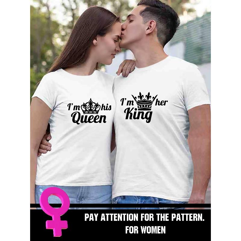 1pc of Lovers' Design, A Love Crown Printed T-Shirt, Casual Short-Sleeve Tee for Men, Perfect for Summer