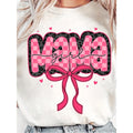 Pink Mom Lover T-Shirt, Checkered Mom T-Shirt, Pink Leopard Print Mom Shirt, Mom Life T-Shirt, Gifts for Mom, Vintage Mom Bow Top