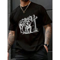 Cowboy Praying at Cross T-Shirt for Men | Western Horse Rider Graphic Tee, 100% Cotton Y2K Style Casual Top