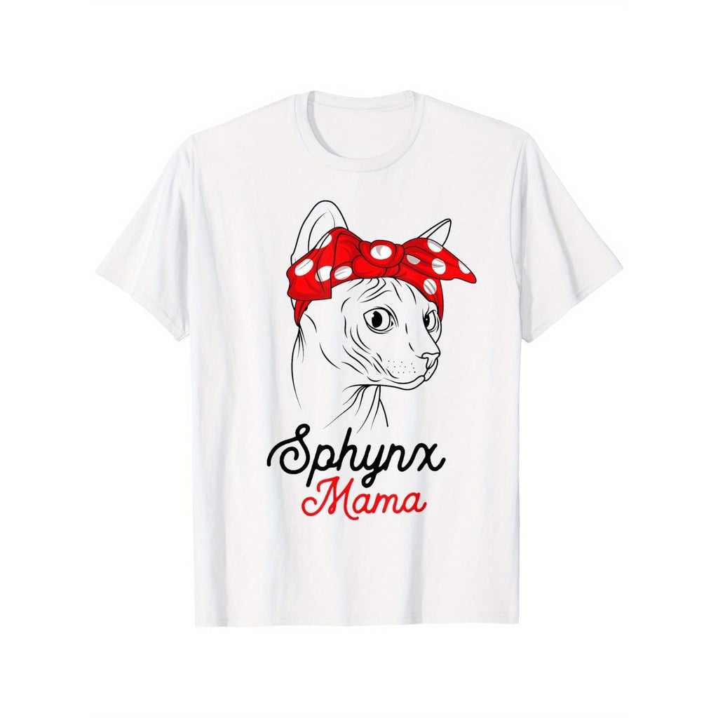 Sphynx Mama Cat Graphic Tee - 100% Cotton,, All-Season, Easy-Care, S to XXXXXL - Perfect Gift for Cat Lovers