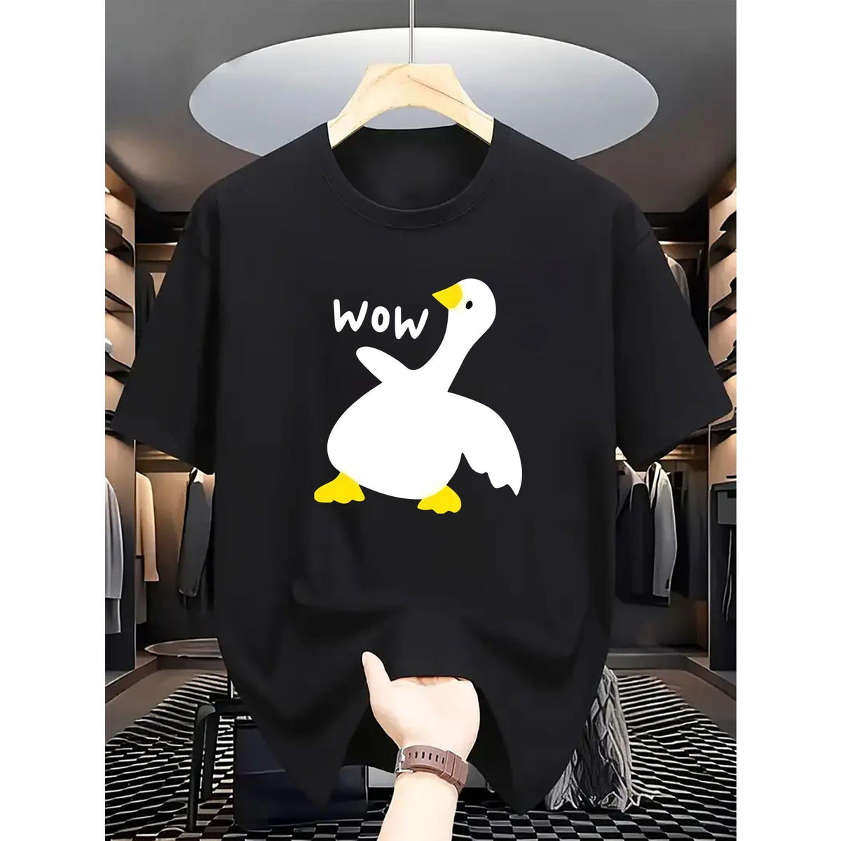 Men's Duck Print Round Neck T-Shirt, Summer Short Sleeve - Stylish Perfect for Casual Wear